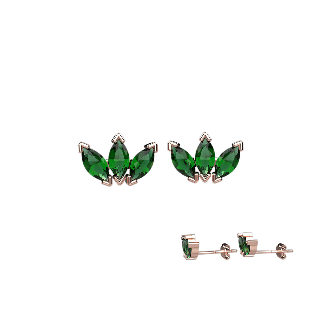 Gold & silver stud earrings for women– dainty emerald studs style