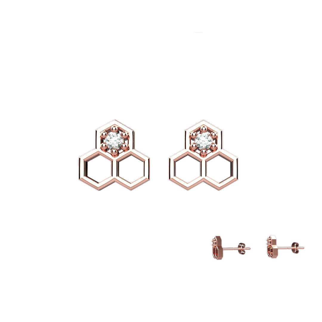 Minimalist hexad earrings – gold stud style
