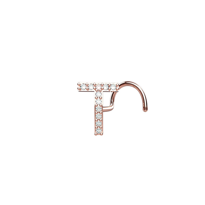 Personalized T initial nose stud