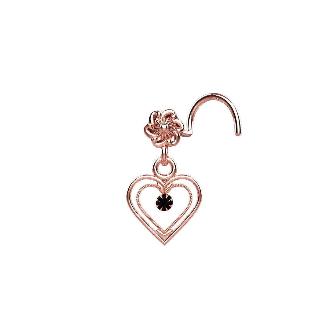 nose piercing jewelry – dangling heart design with gemstone
