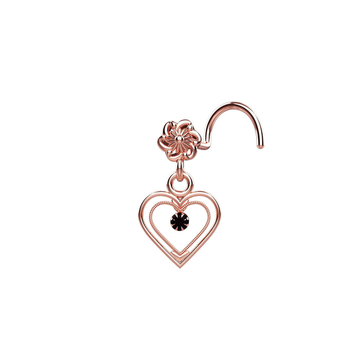 nose piercing jewelry – dangling heart design with gemstone
