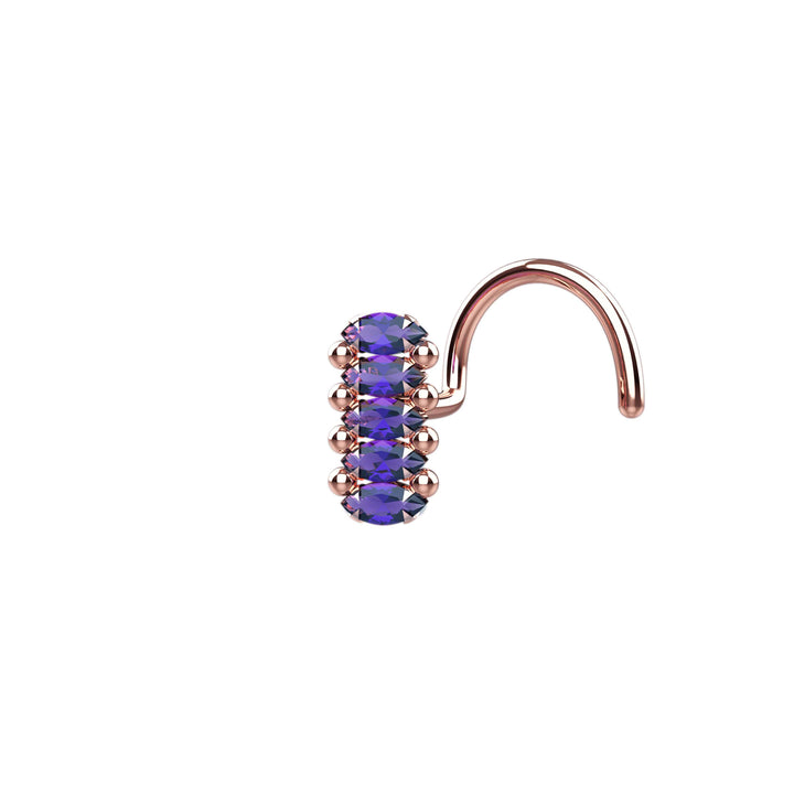 Elegant nose ring with purple gemstone