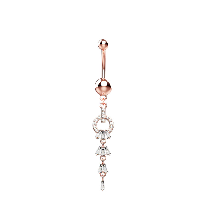 Elegant silver navel piercing