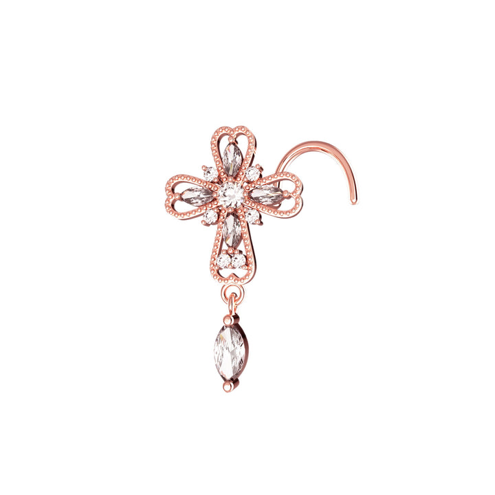 rose gold cross nose ring – elegant and spiritual