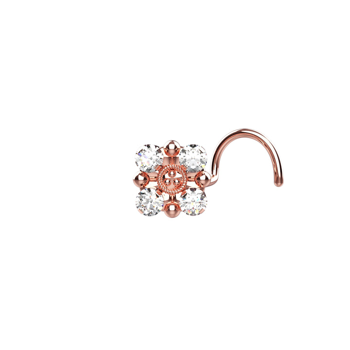 Luxury diamond nose stud in 14K gold