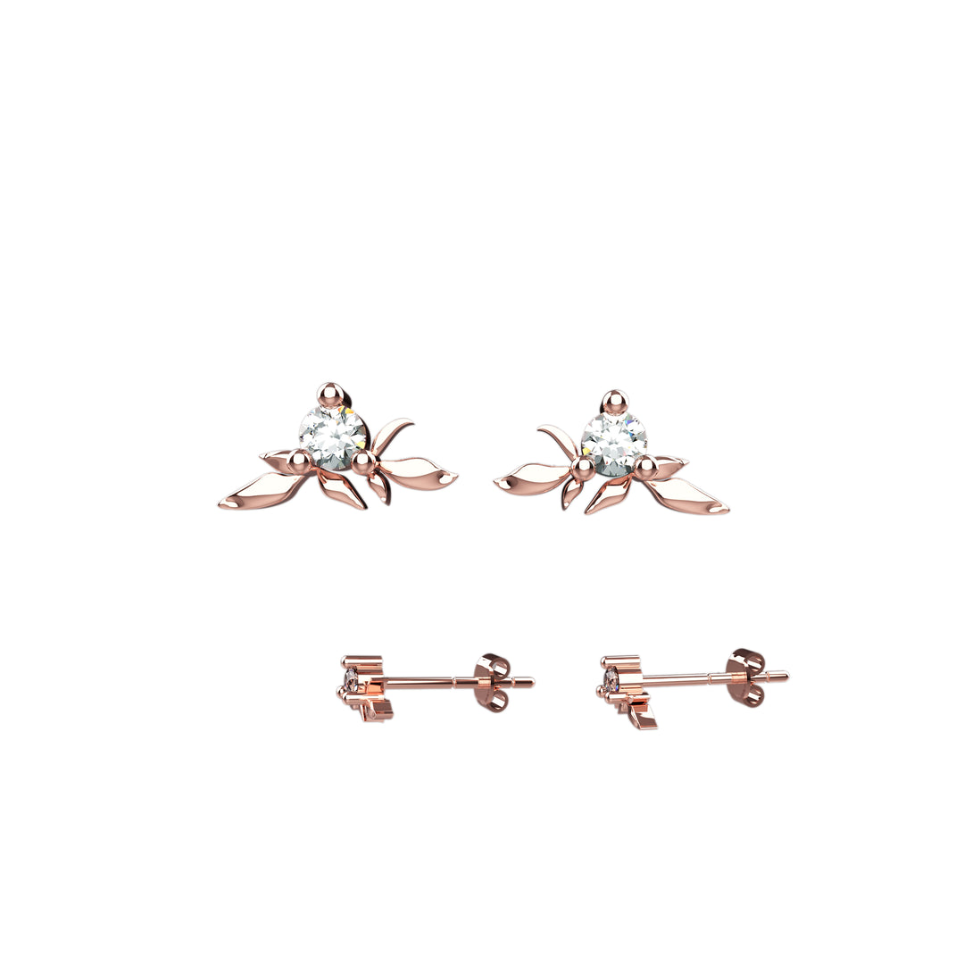 Whimsical stud earrings in gold finish