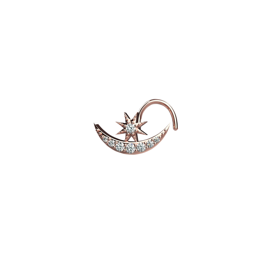 Celestial nose ring – crafted in 14k gold