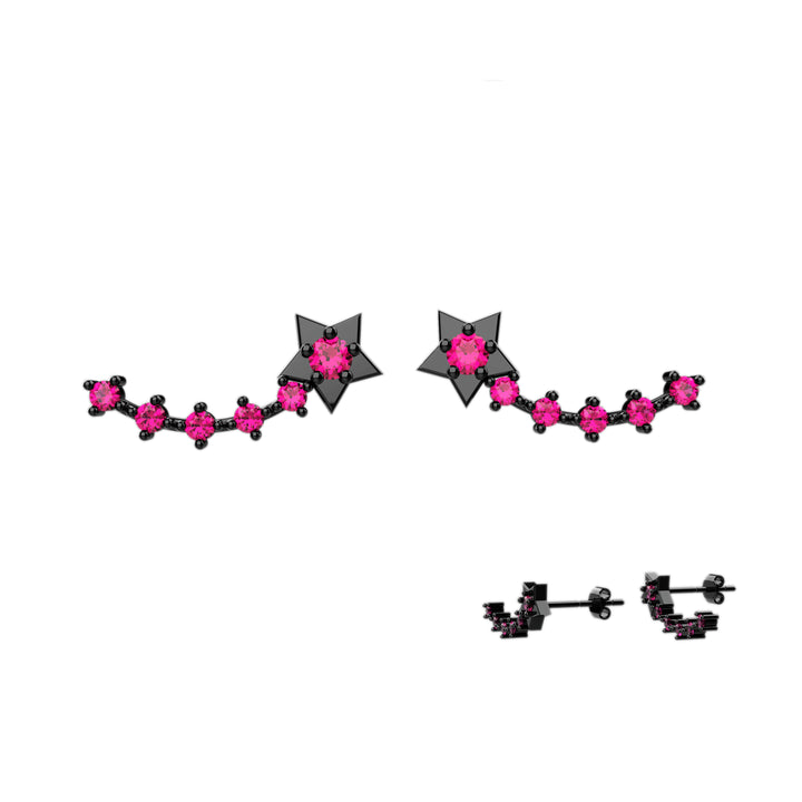 Curved ruby stud earrings