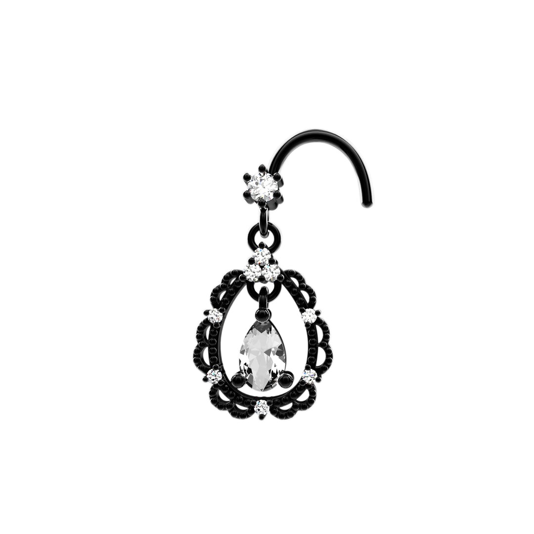 Delicate drop charm nose stud