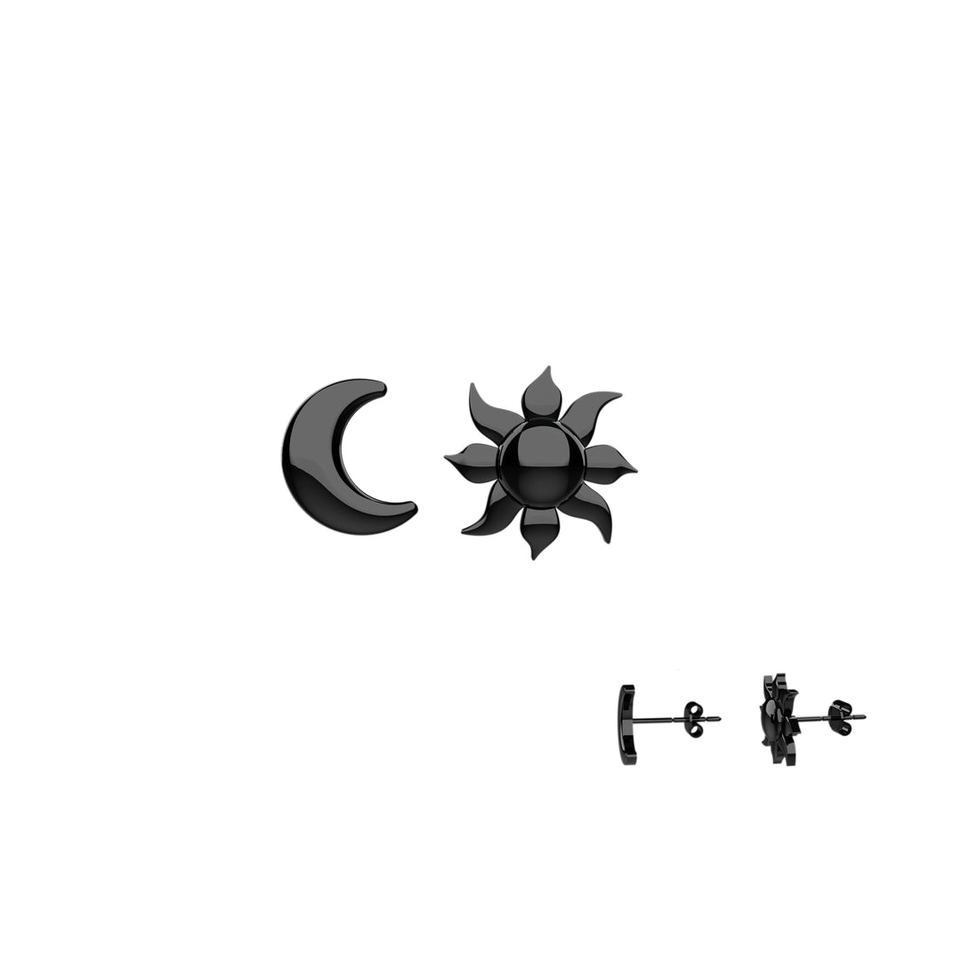 Minimalist celestial earrings – sun and moon design