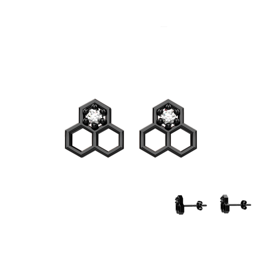 Geometric gold earrings – honeycomb-inspired studs