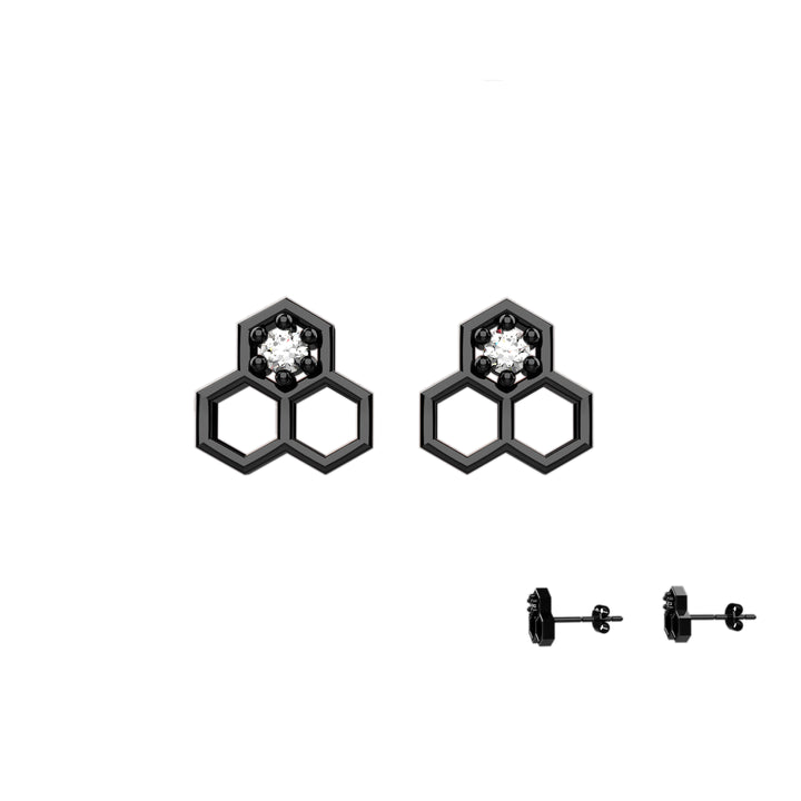 Geometric gold earrings – honeycomb-inspired studs