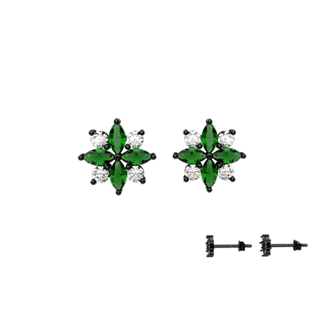 Emerald gemstone earrings – dainty flower earrings