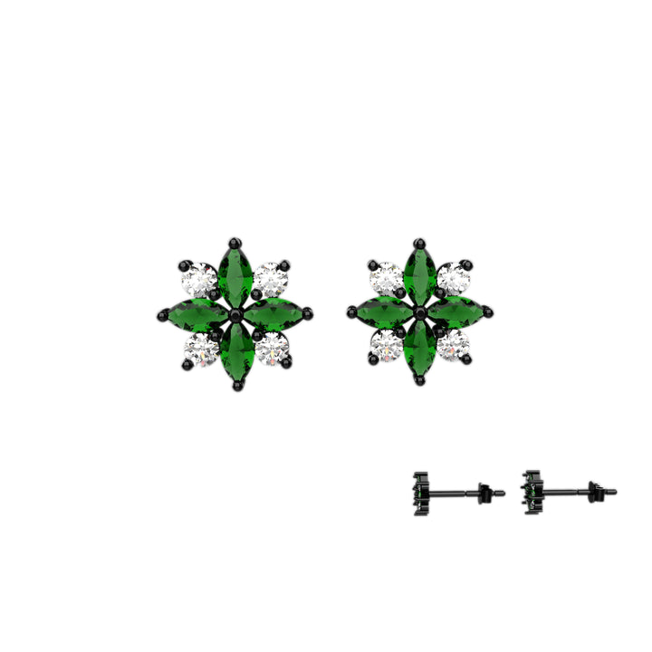 Emerald gemstone earrings – dainty flower earrings