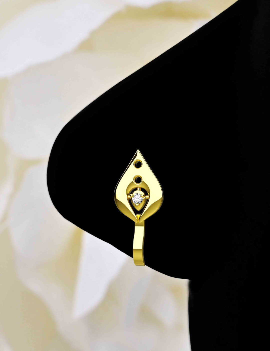 Non-threaded gold nose ring