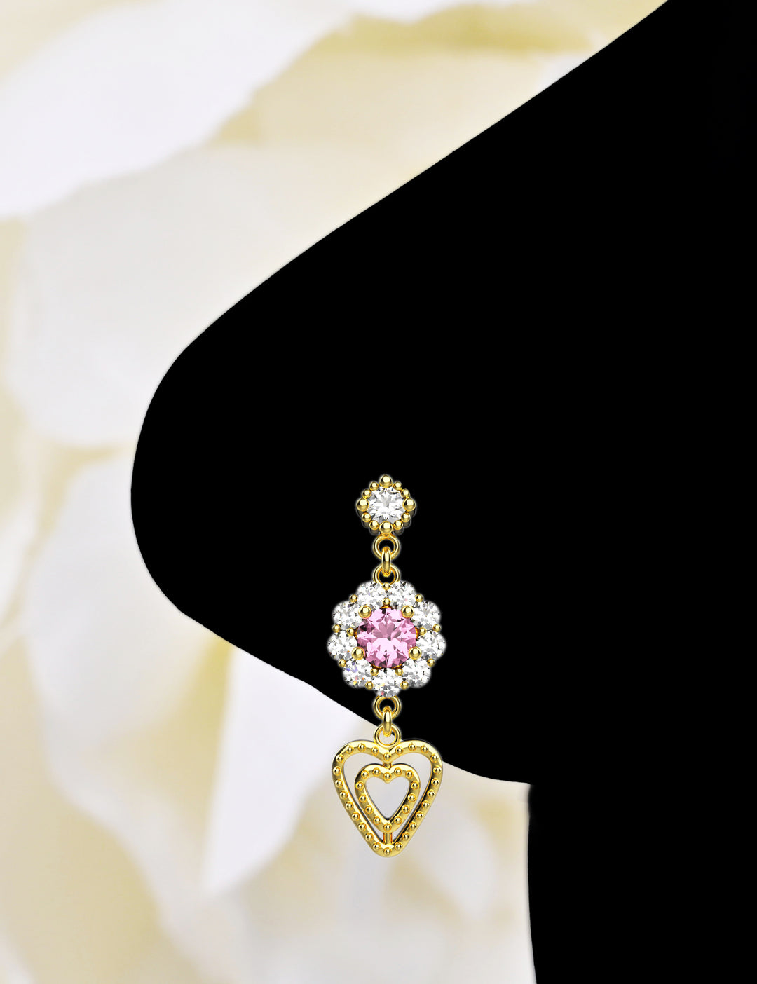 Heart Dangle Nose Ring – sparkling and delicate design