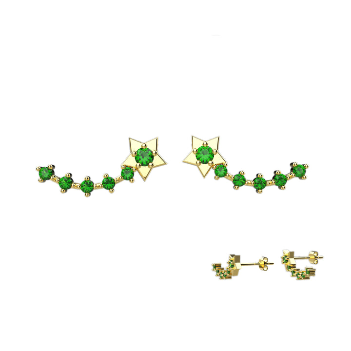 Minimalist emerald gemstone earrings