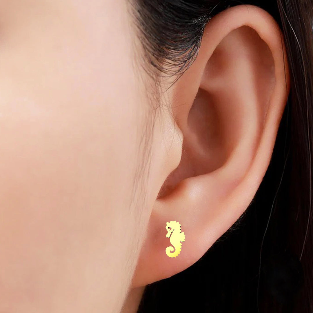 Seahorse stud earrings for women