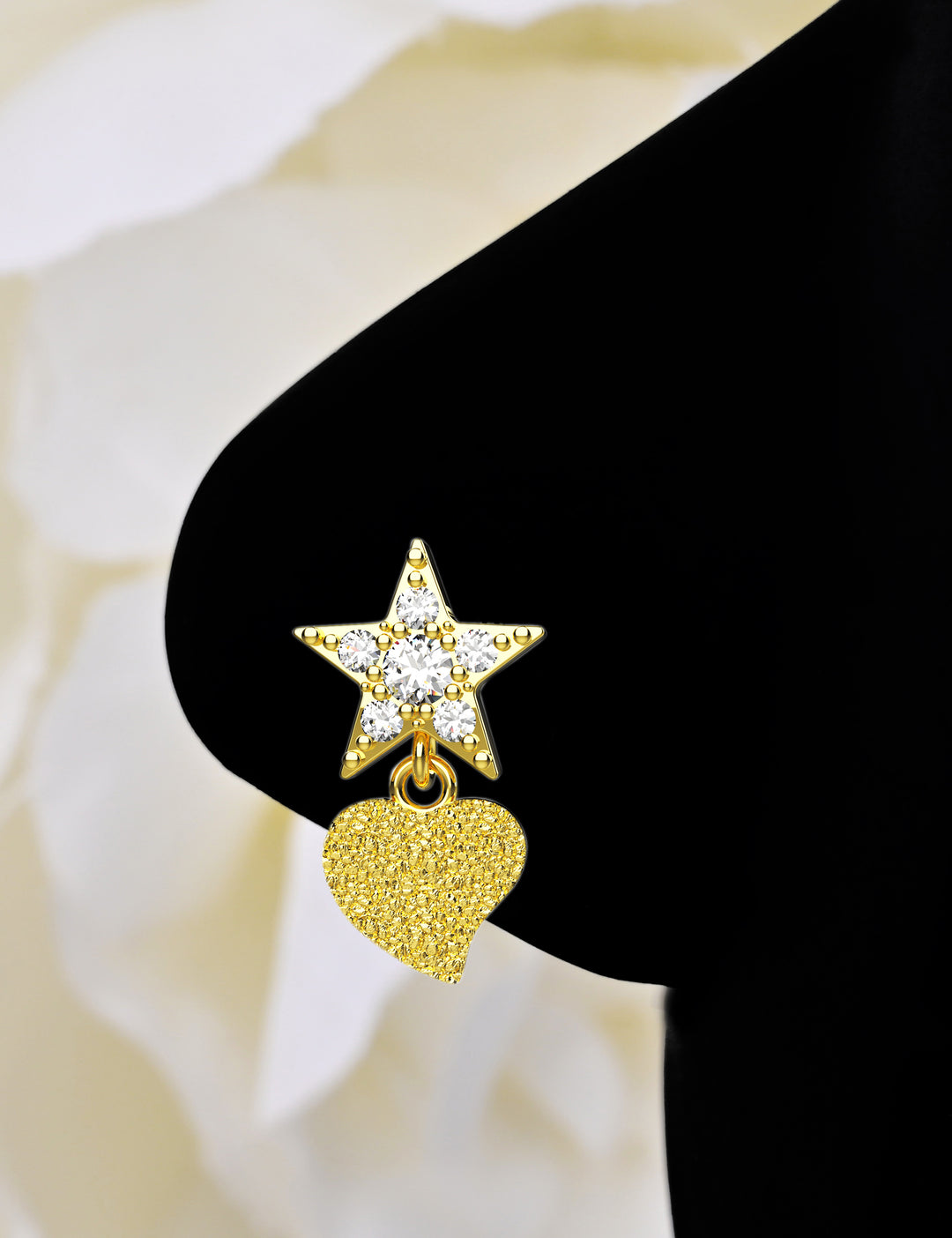 14k gold dangling star nose ring
