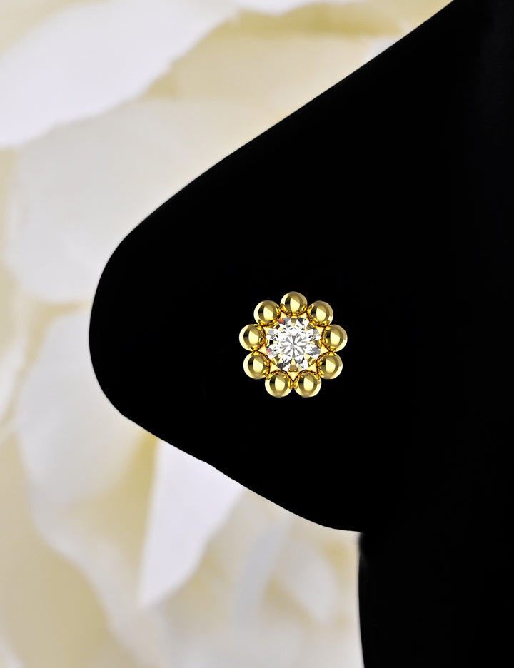 Tiny gold nose stud diamond