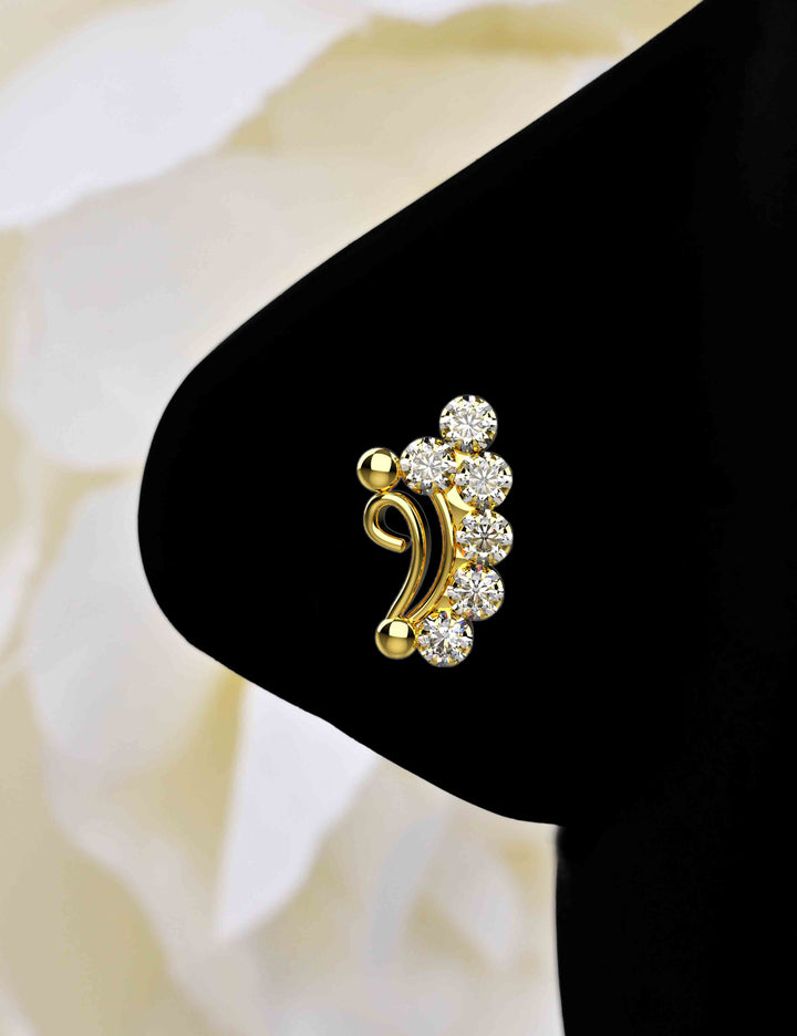 Diamond L-shaped nose stud