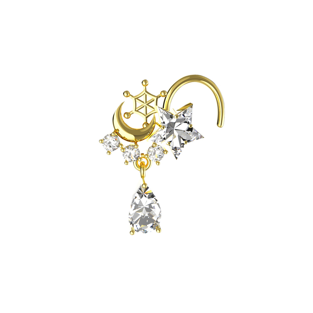 Gold dangle nose rings for women