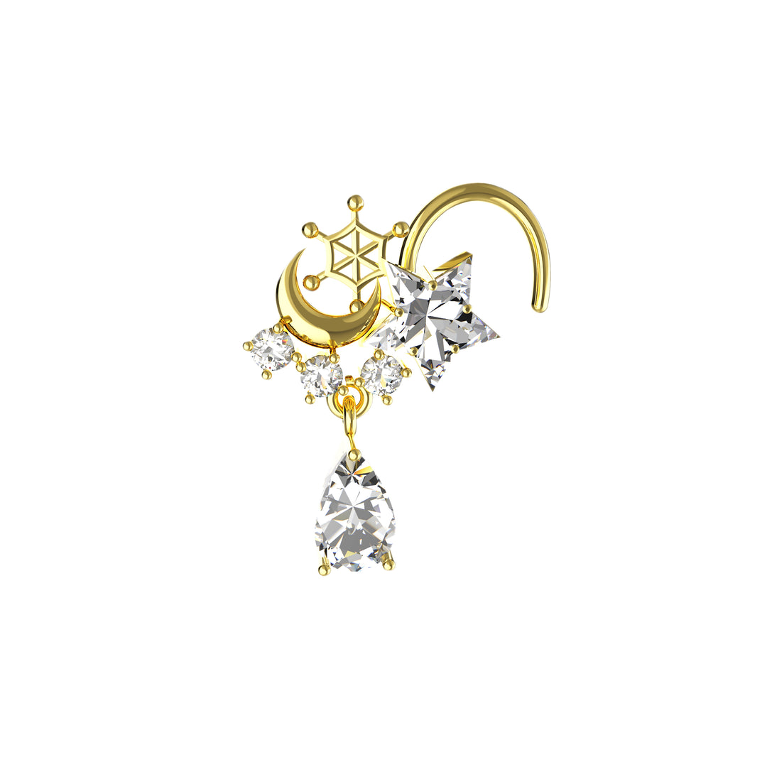 Gold dangle nose rings for women