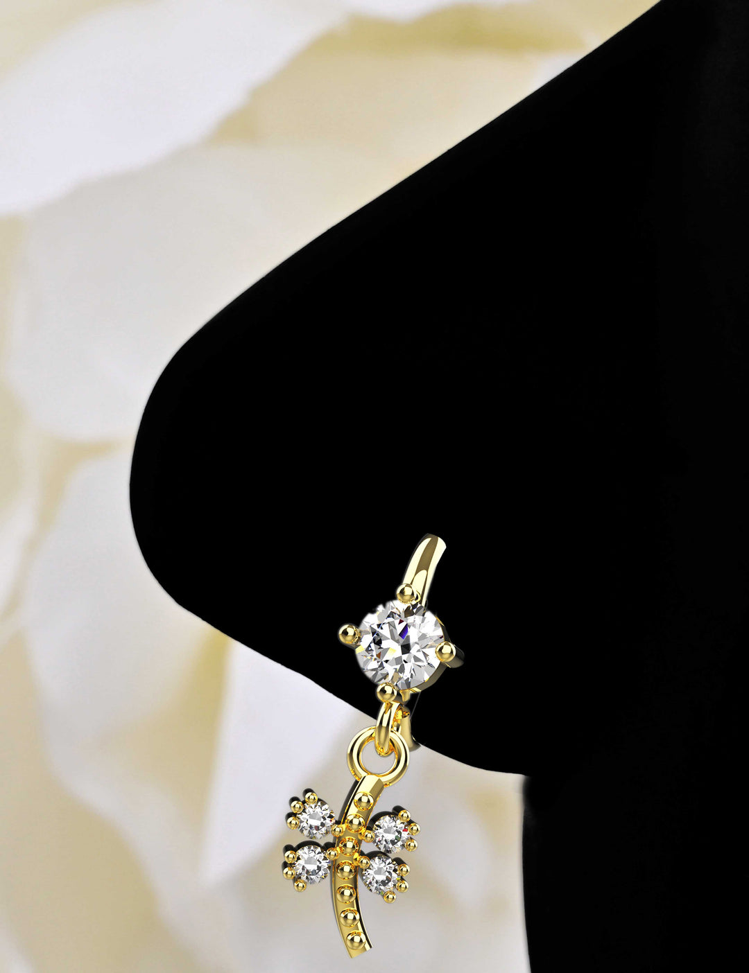 Gold nose ring with charm