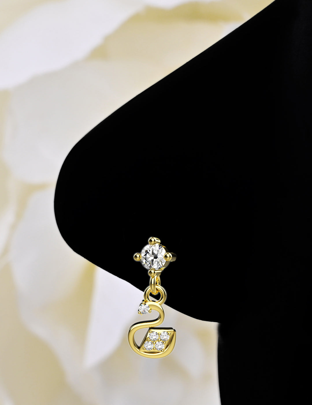 Gold hoop nose ring with charm