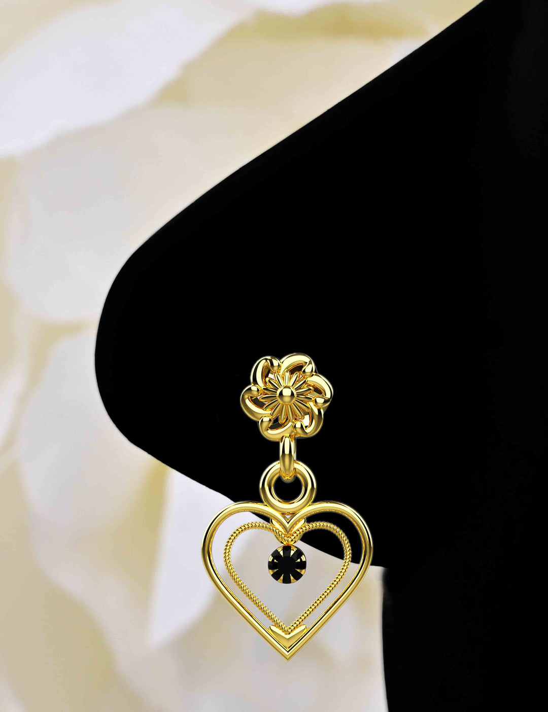 dangling heart nose ring – elegant design with black stone