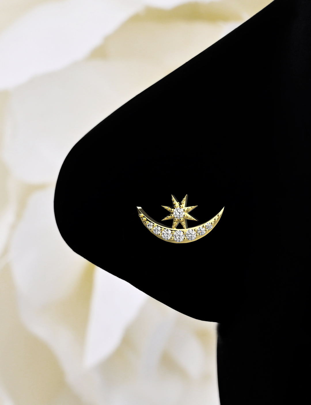 14k gold sun & moon nose ring – celestial design