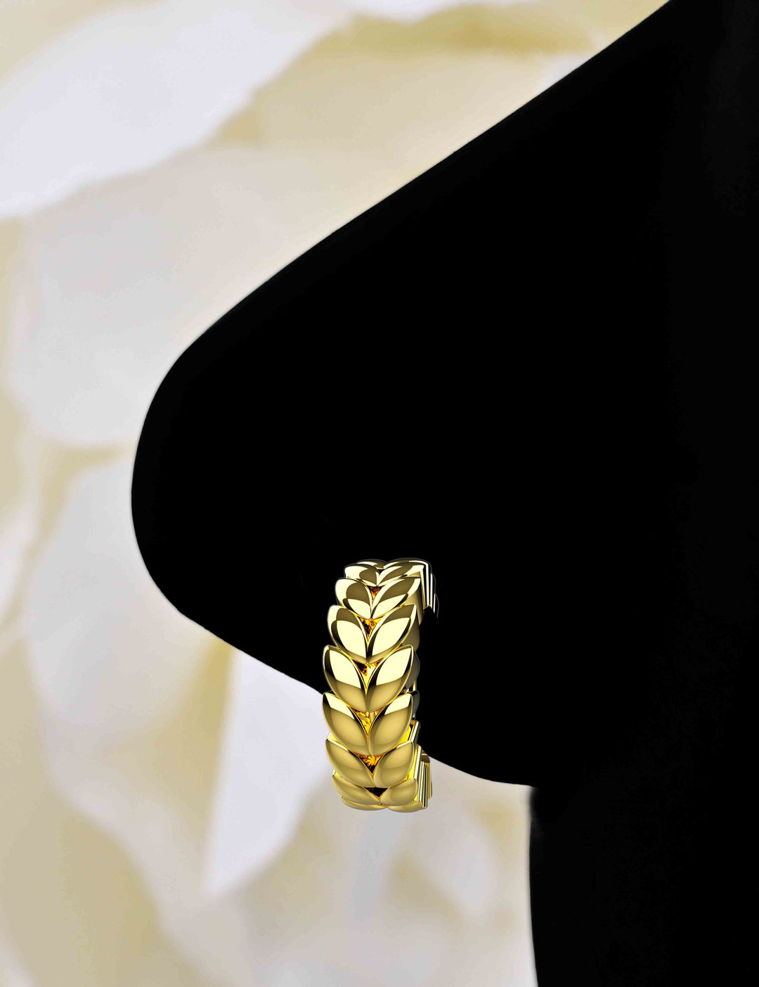Elegant gold nose ring hoop with leaf design