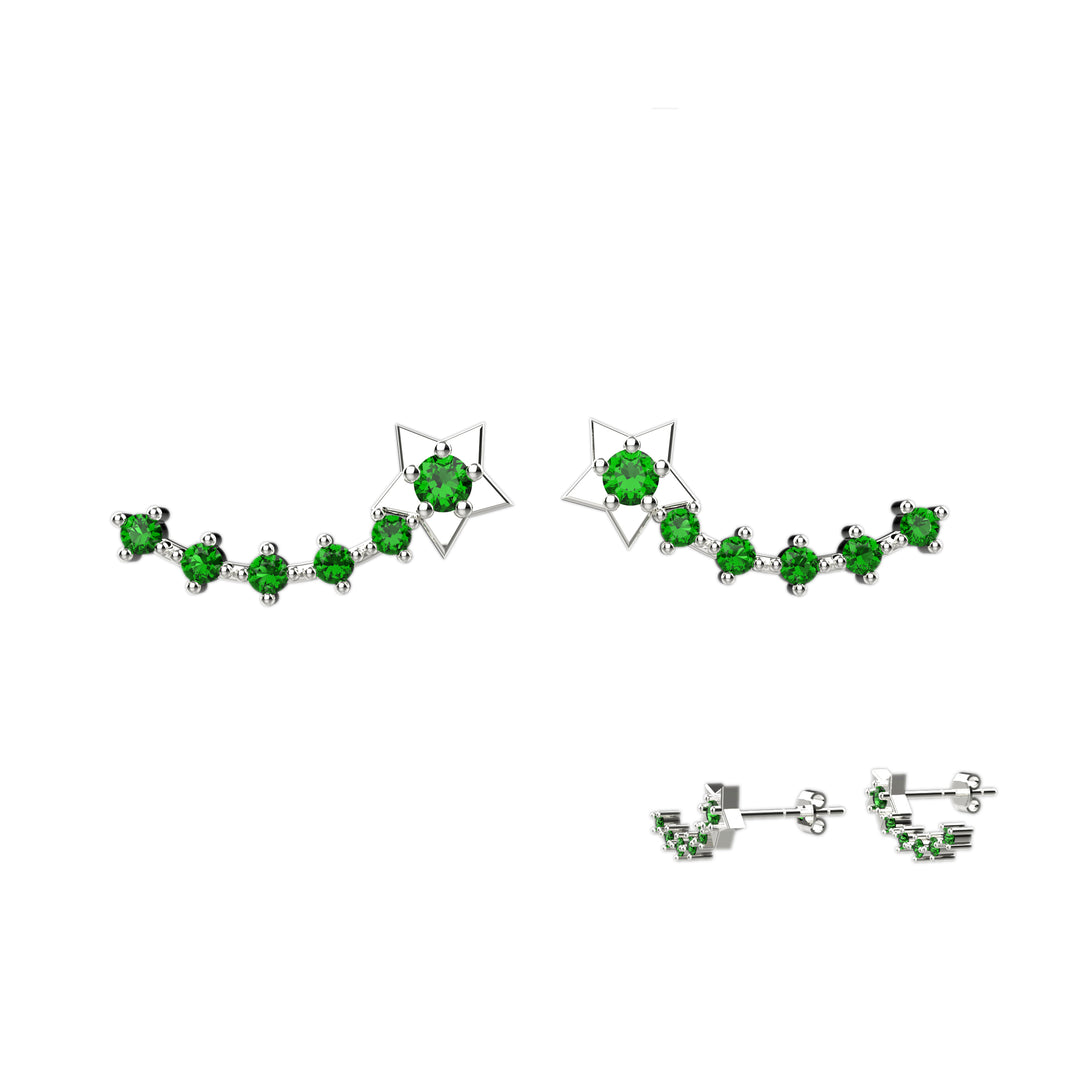 Emerald ear climber earrings