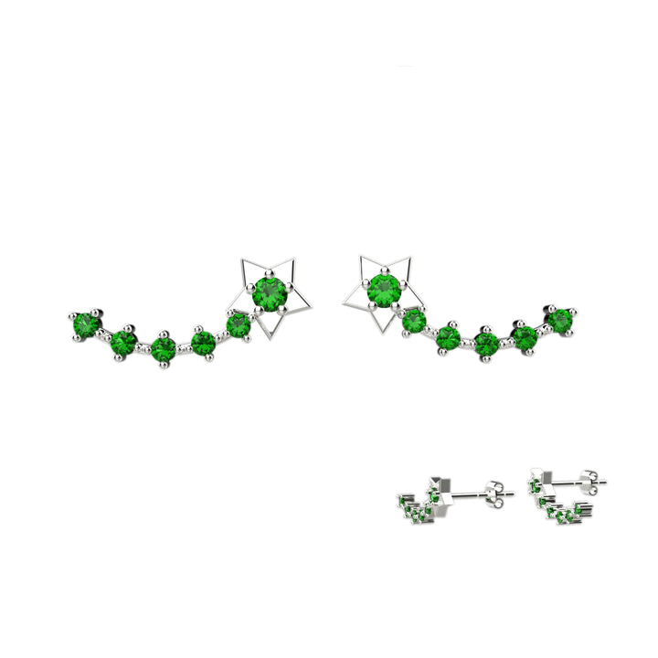 Emerald ear climber earrings