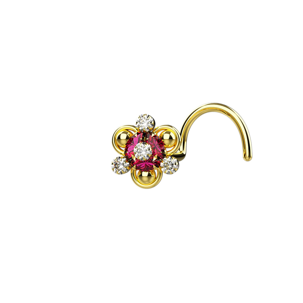 Dainty nose stud in solid gold.