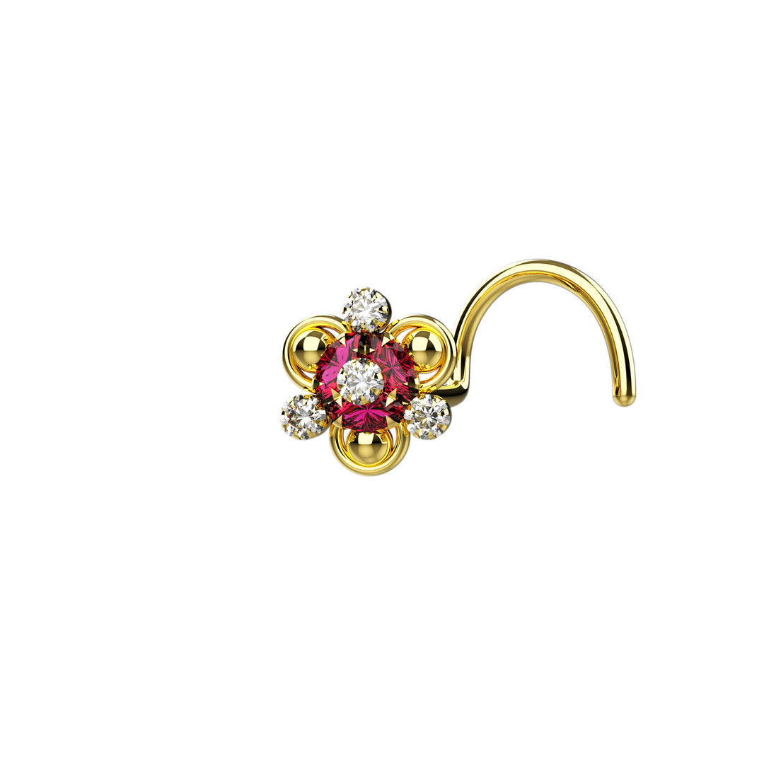Dainty nose stud in solid gold.