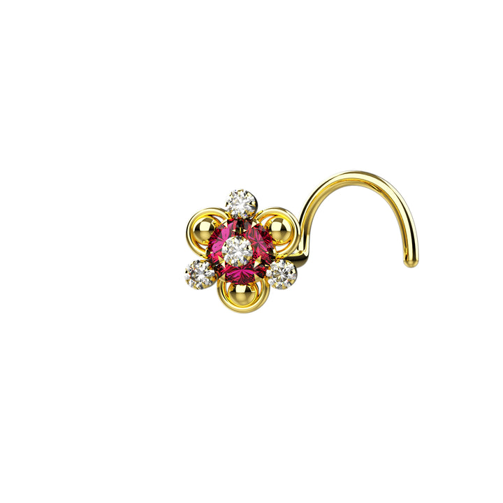 Dainty nose stud in solid gold.