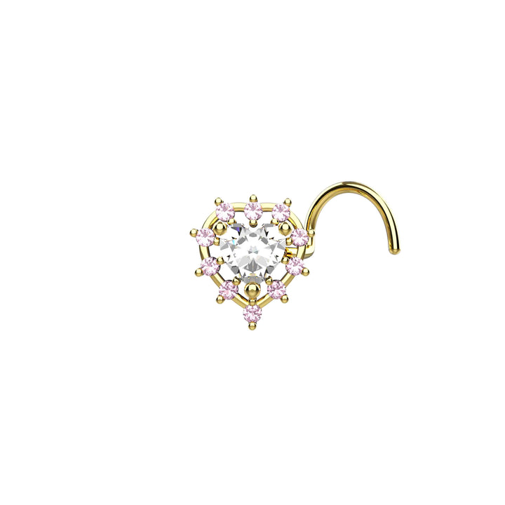 Gold heart nose piercing jewelry
