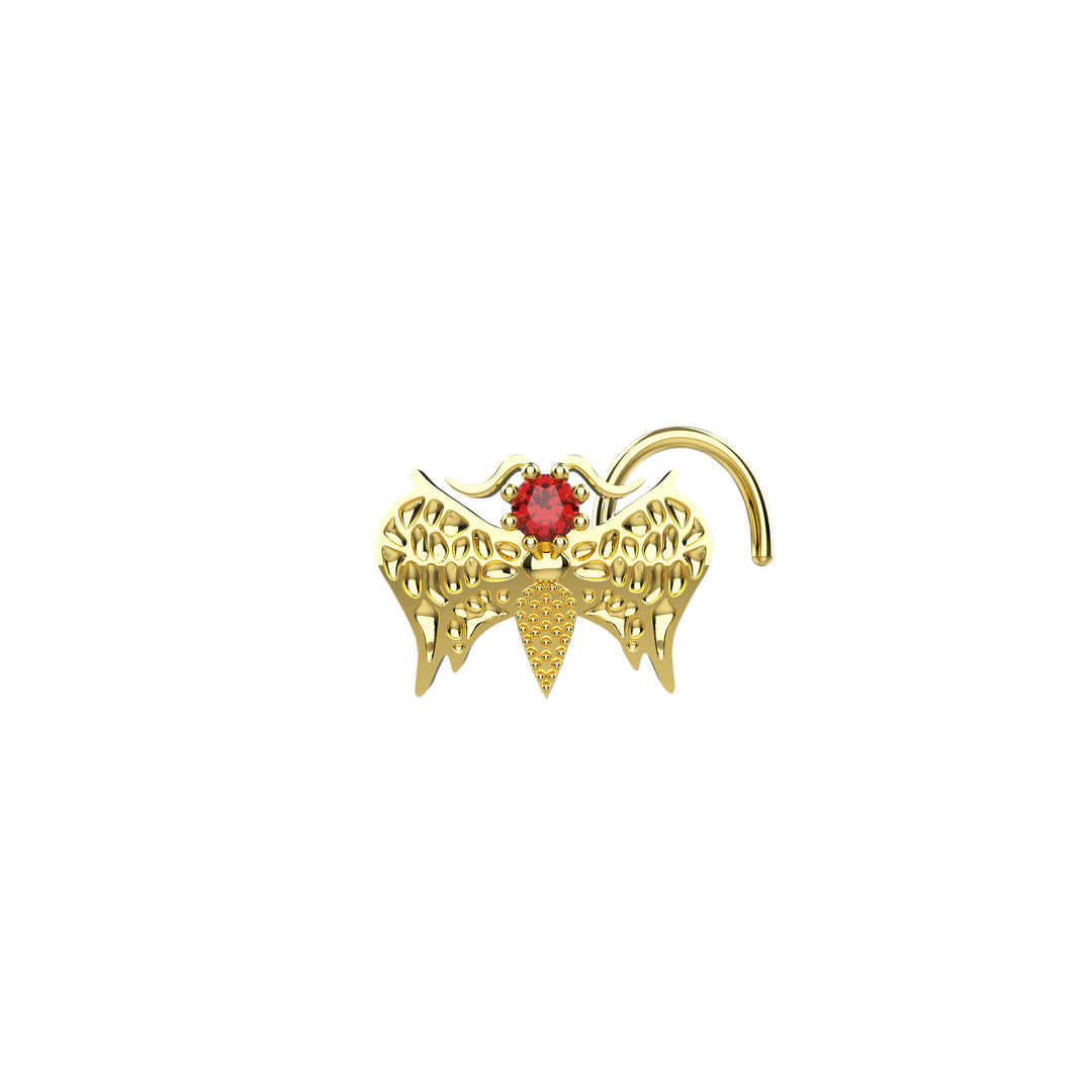 Bat-shaped gold nose piercing ring