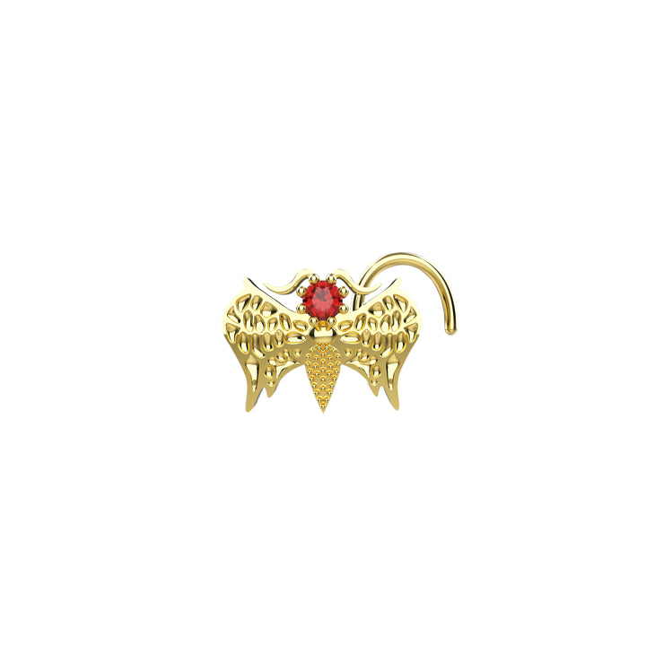 Bat-shaped gold nose piercing ring