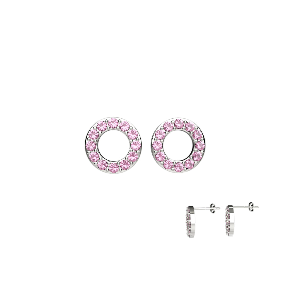 Gold and silver pink studs – elegant daily earrings