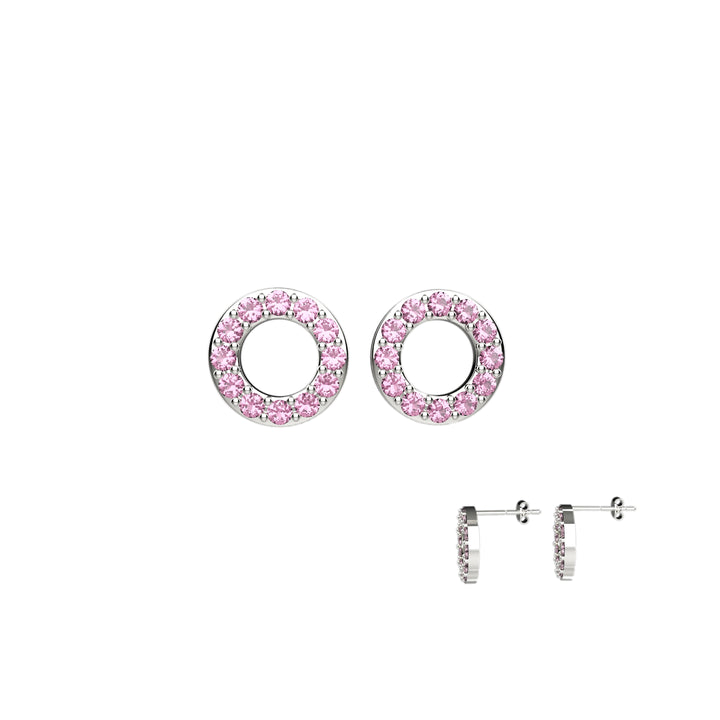 Gold and silver pink studs – elegant daily earrings