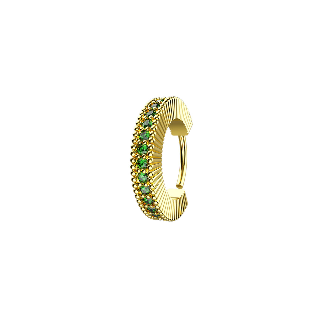 Green gemstone nose ring gold