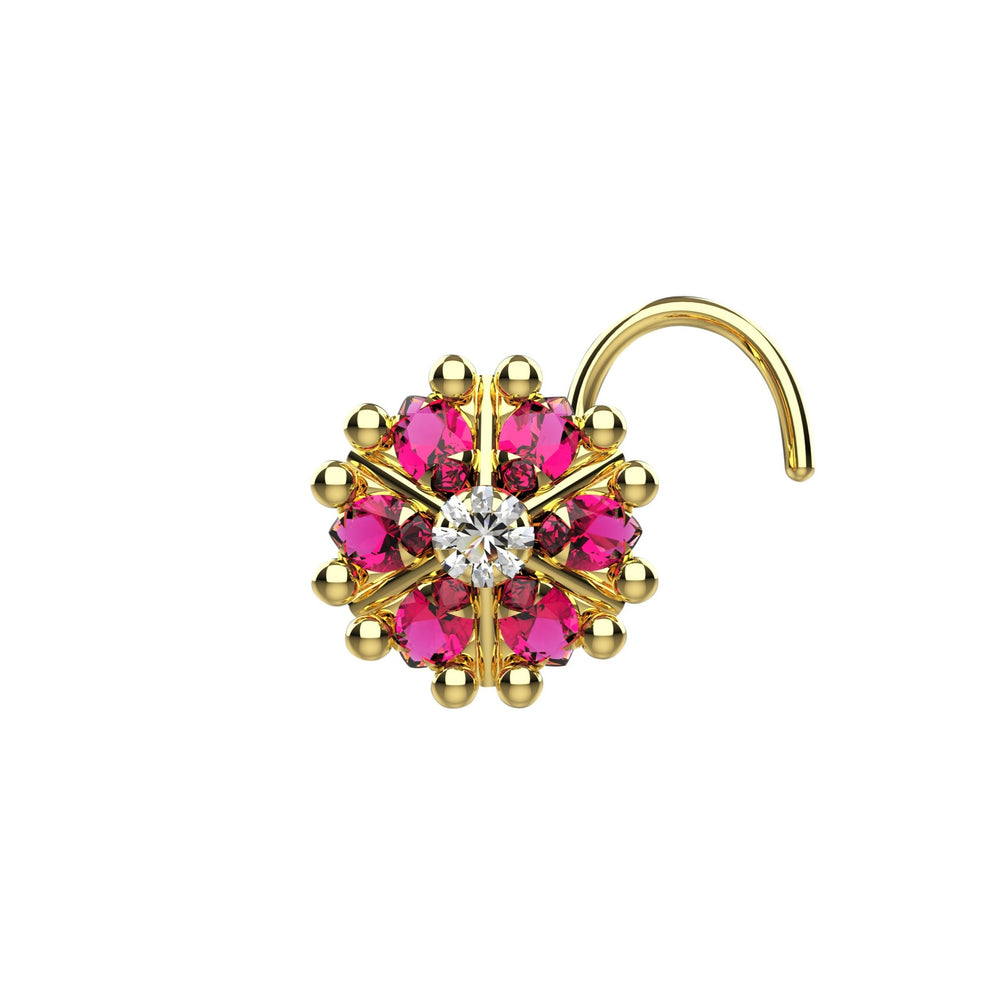 pink floral nose stud – delicate and trendy nose jewelry