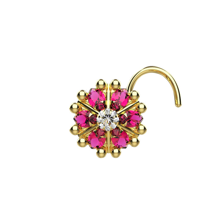 pink floral nose stud – delicate and trendy nose jewelry