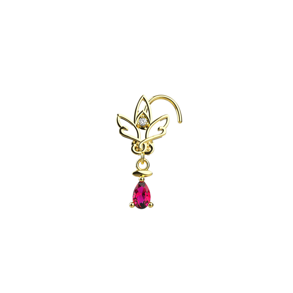 Ruby drop nose piercing jewelry