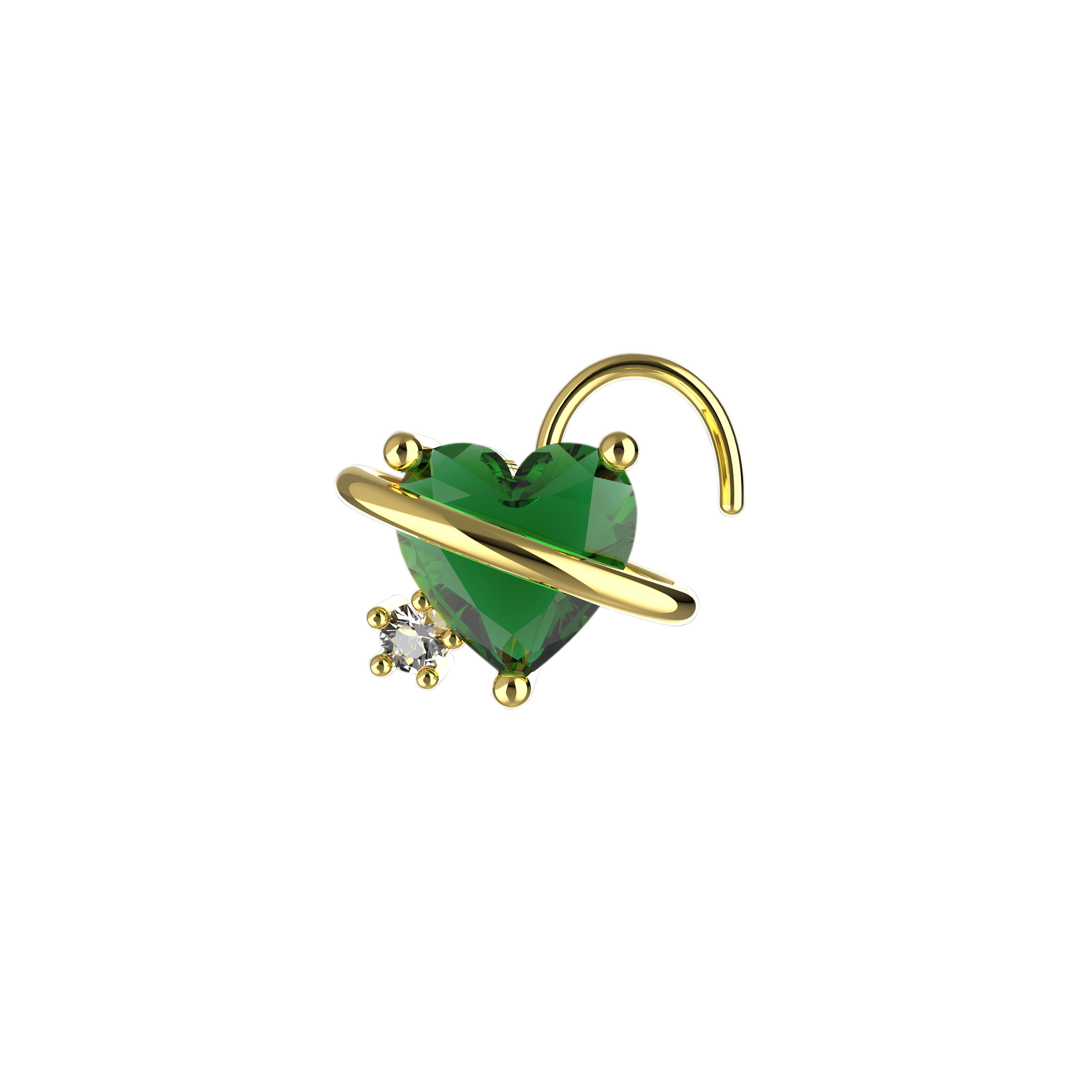 Emerald Heart Tiny Nose Stud - The Ethnic Jewels