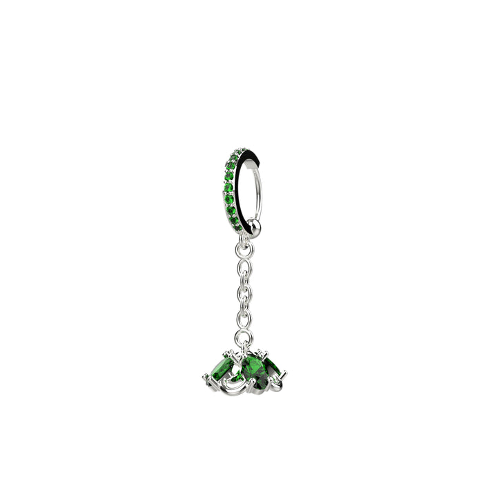 Silver dangle nose piercing