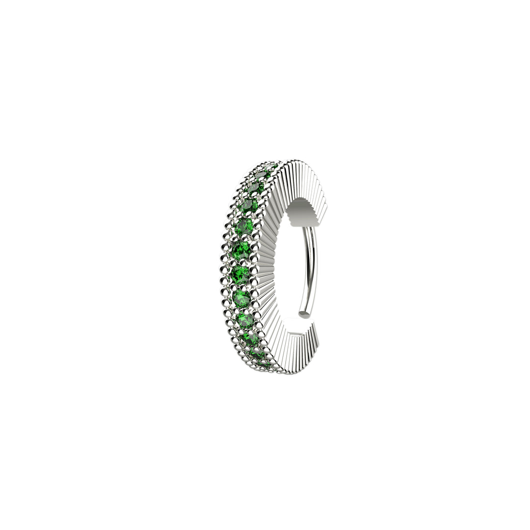 Gold nose hoop with green stone