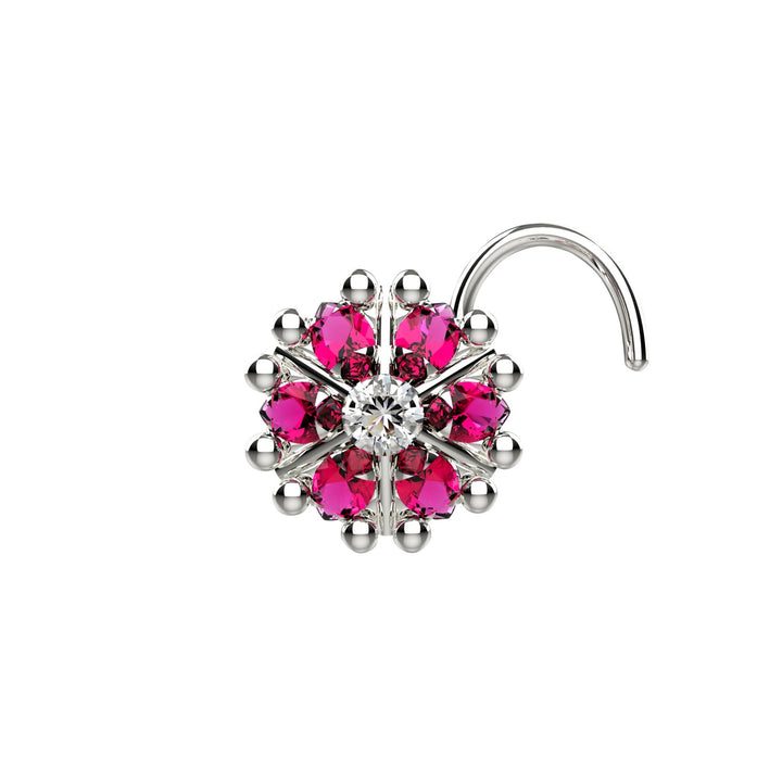 gold nose ring with pink gemstone – chic and feminine look